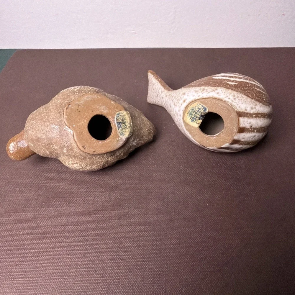 Vintage Stoneware Schmid Brothers Pottery Bird & Duck Figurine Pair Cottagecore